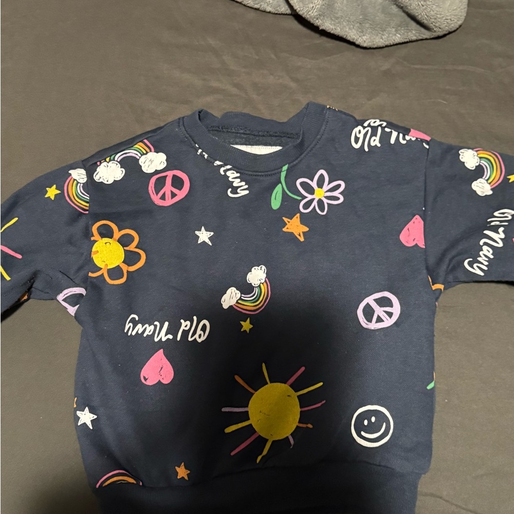 Old Navy Navy Blue Kids Sweatshirt with Colorful Graphics